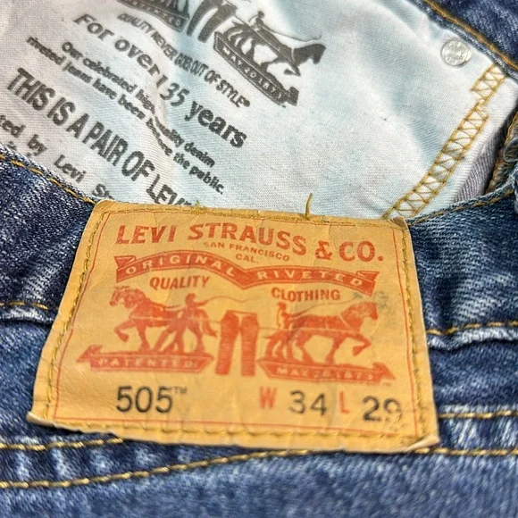 Levi's 505 Star Spangled Ripped Straight Leg Relaxed Jeans - Picture 6 of 10